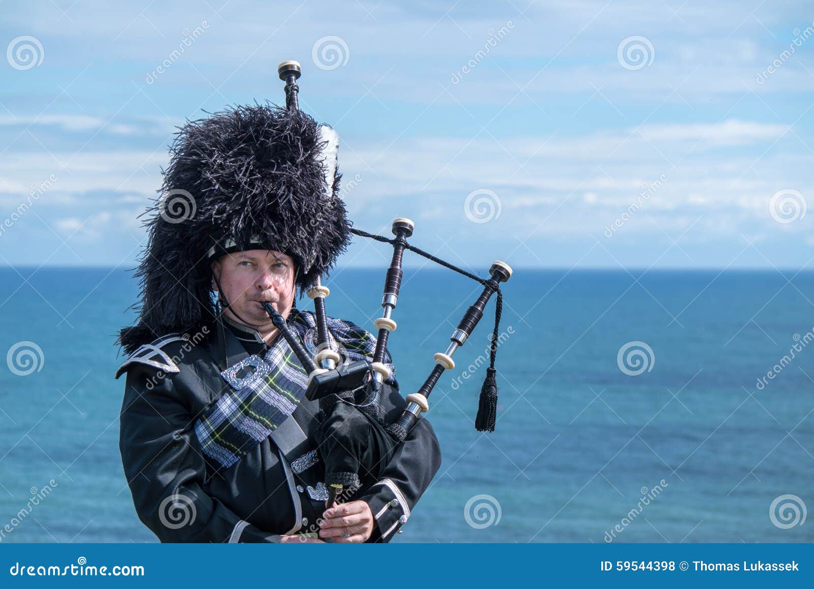 Traditional Scottish Bagpiper in Full Dress Code Stock Photo Image of highlands, skirt 59544398