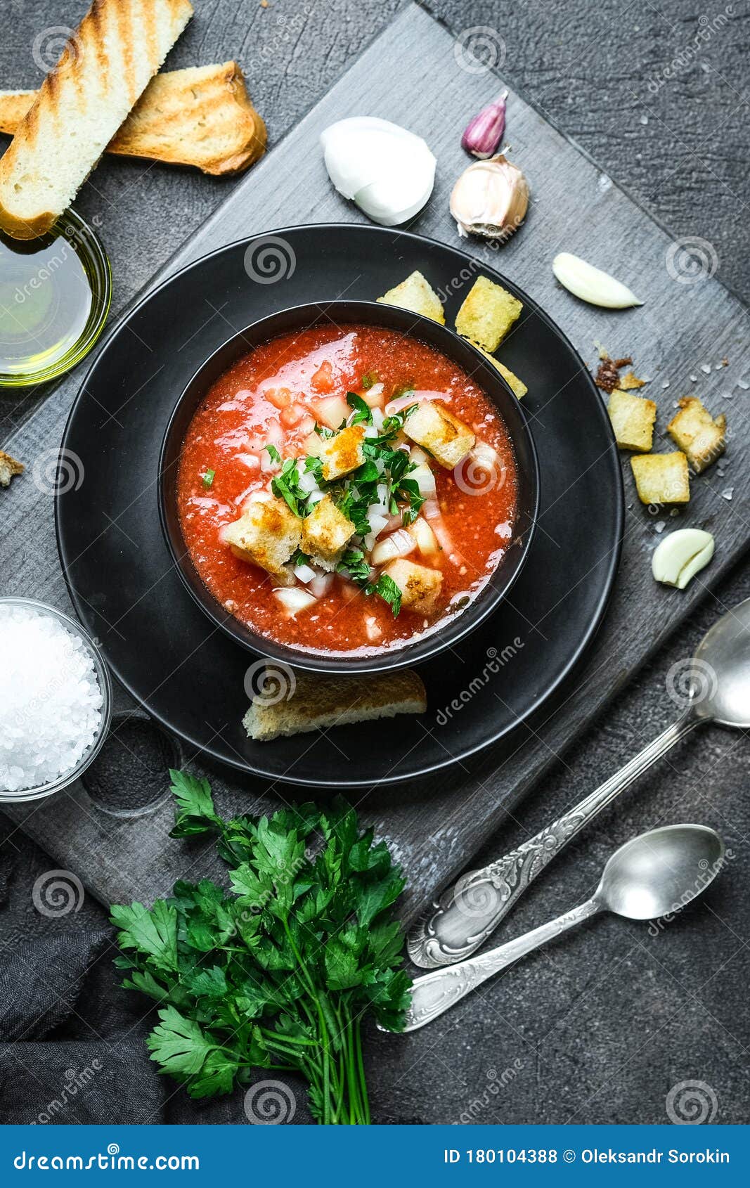 Traditional Spanish Cold Tomato Soup Gazpacho Stock Photo Image Of Pepper