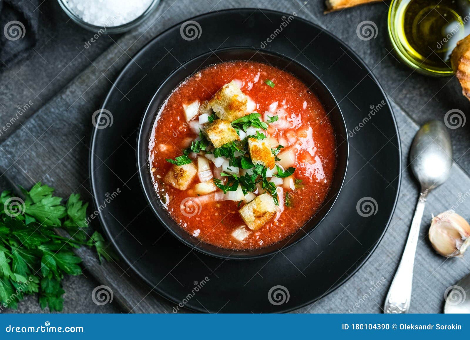 Traditional Spanish Cold Tomato Soup Gazpacho Stock Photo Image Of Cooking