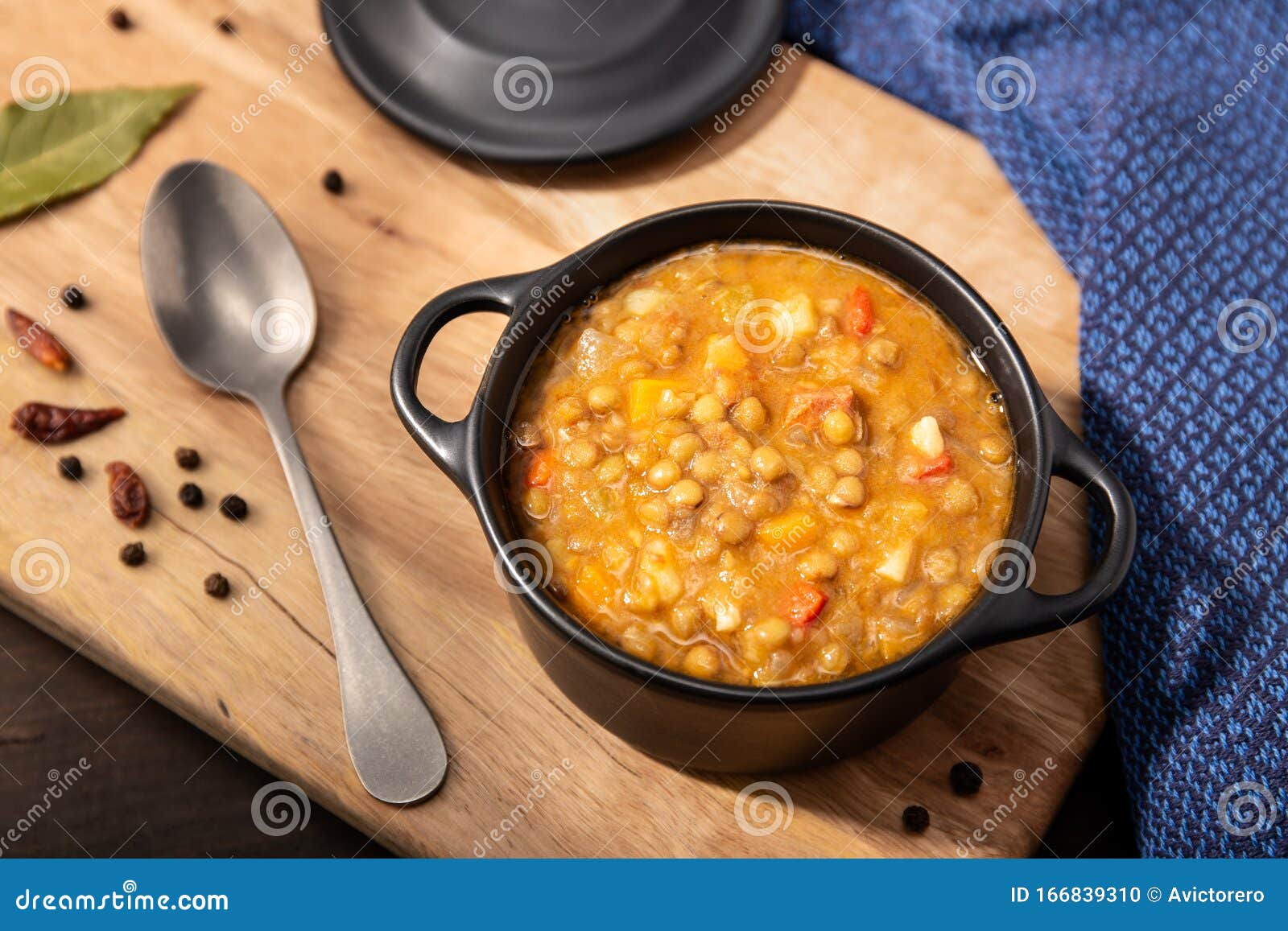 Traditional Spanish Lentil Soup Stock Photo Image Of Casserole