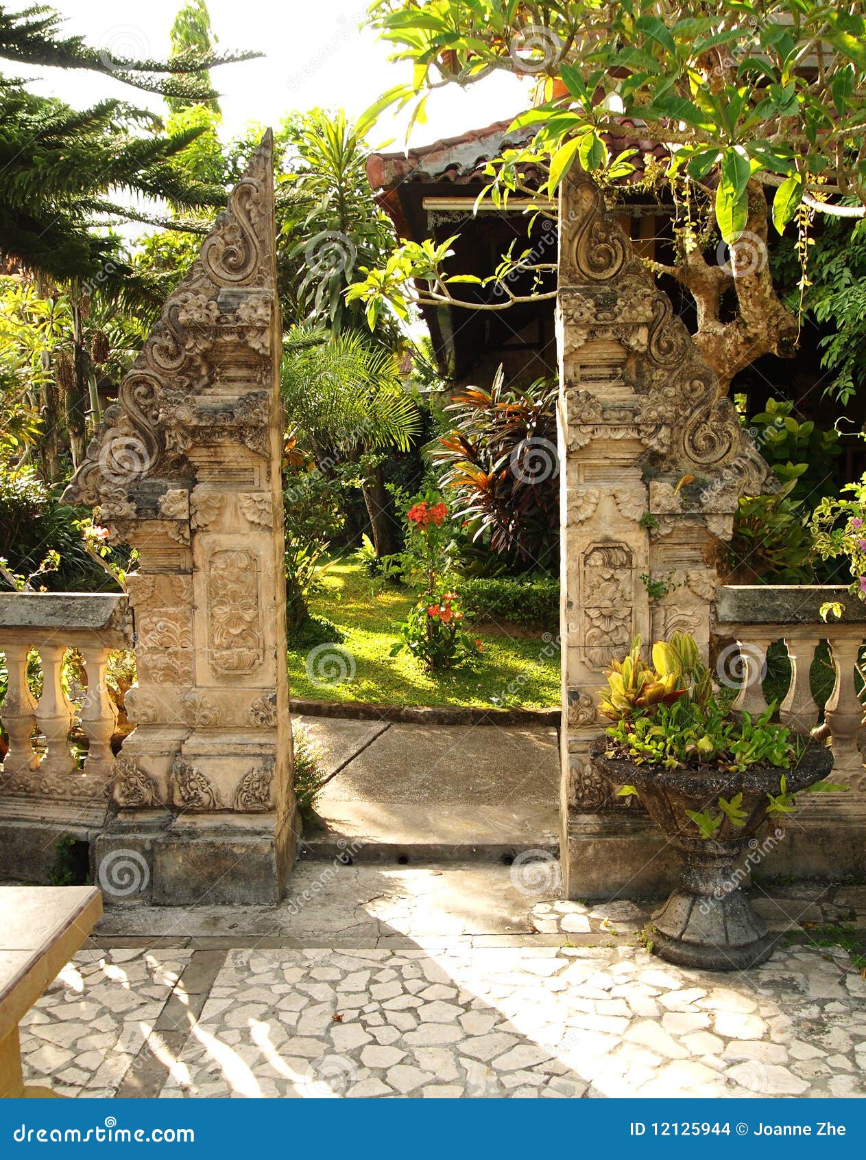Traditional Split Gate In Balinese Garden Stock Photo Traditional Split Gate In Balinese Garden Stock Photo