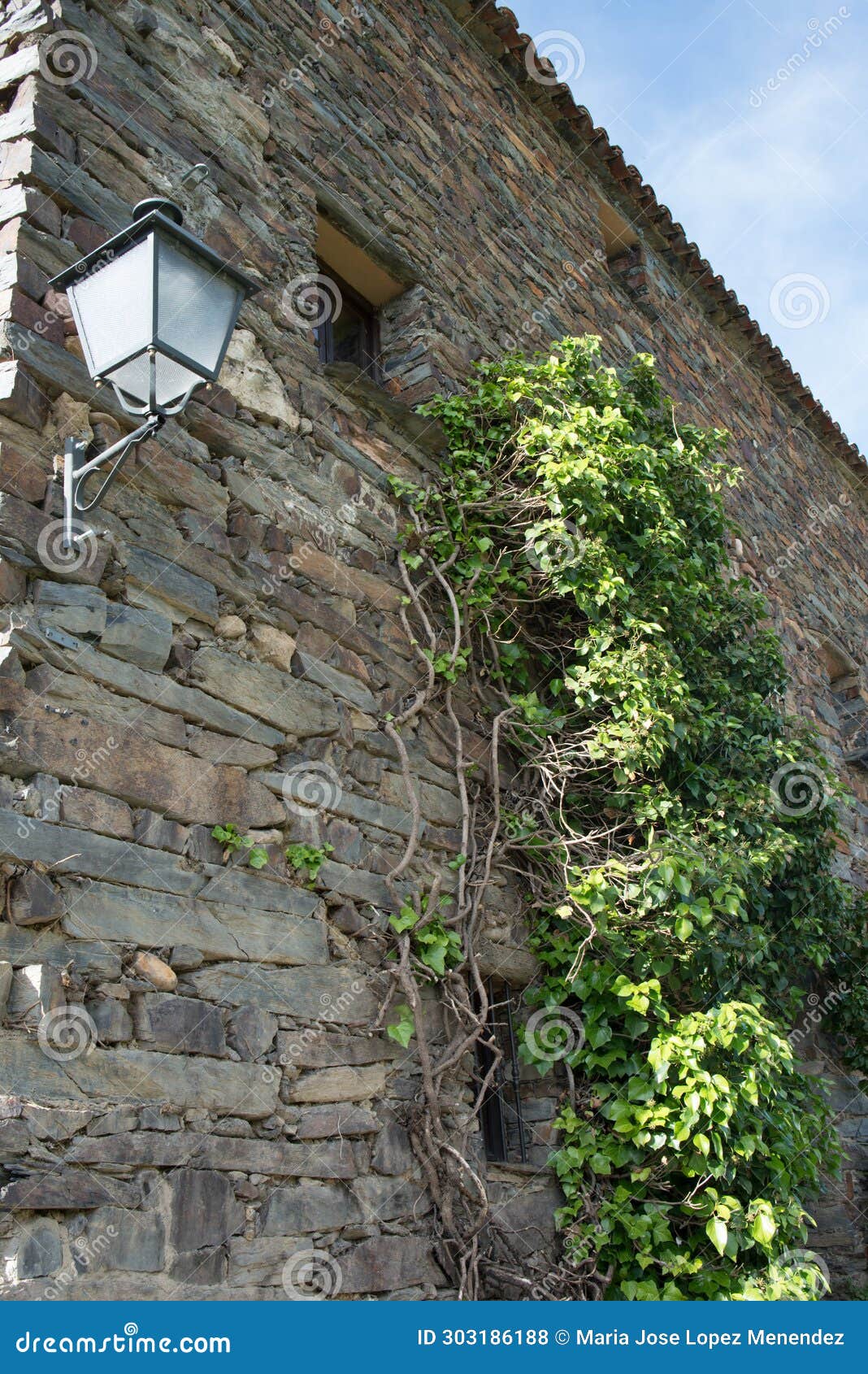 traditional stone house with climbing plant. patones de arriba, madrid