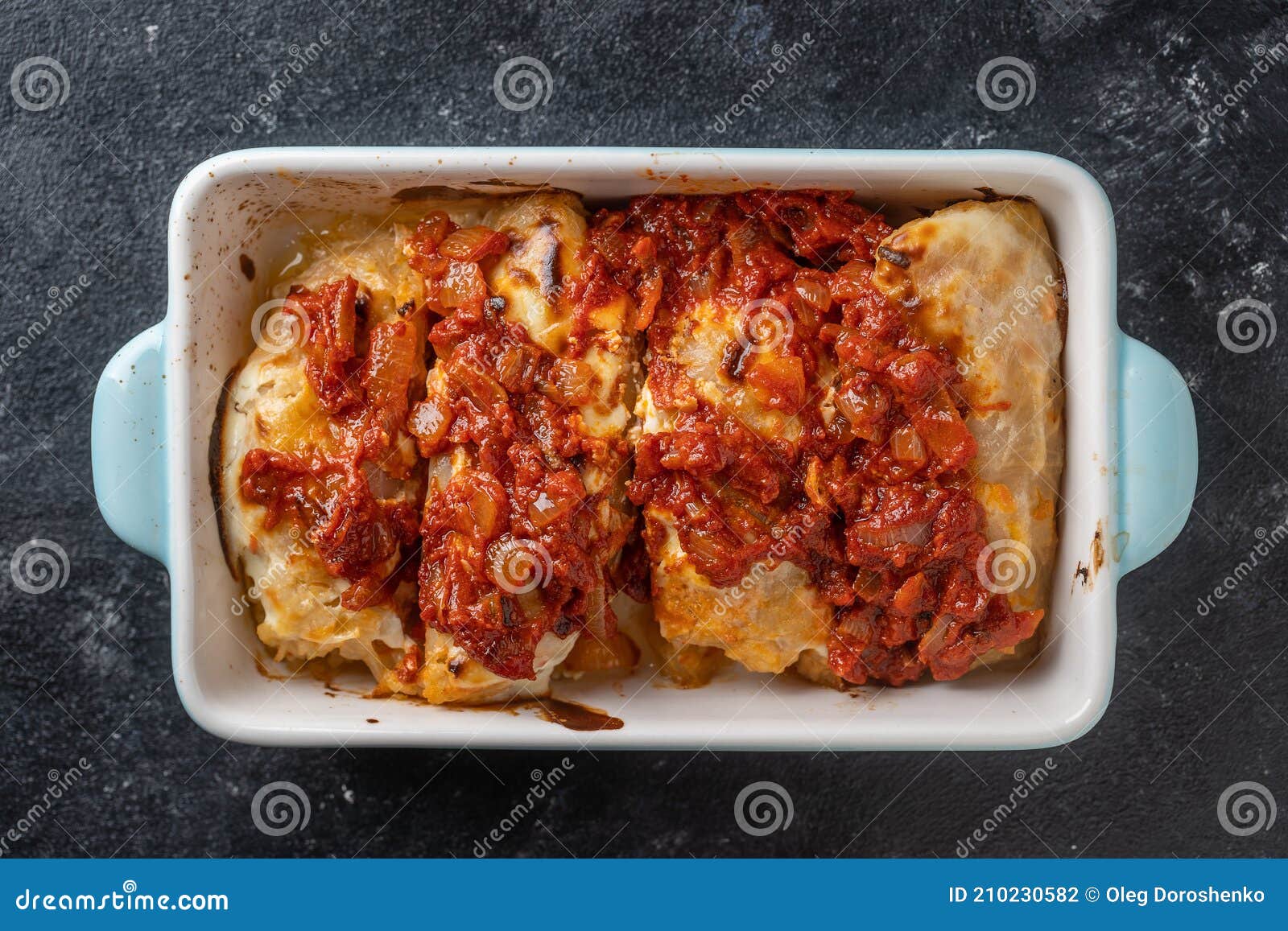 Traditional Stuffed Cabbage with Minced Meat and Rice, Served in a ...