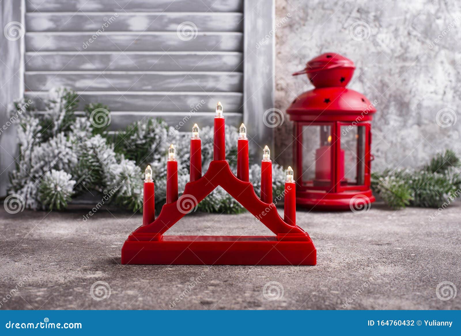 Traditional Swedish Candlestick with Seven Candles Stock Photo Image