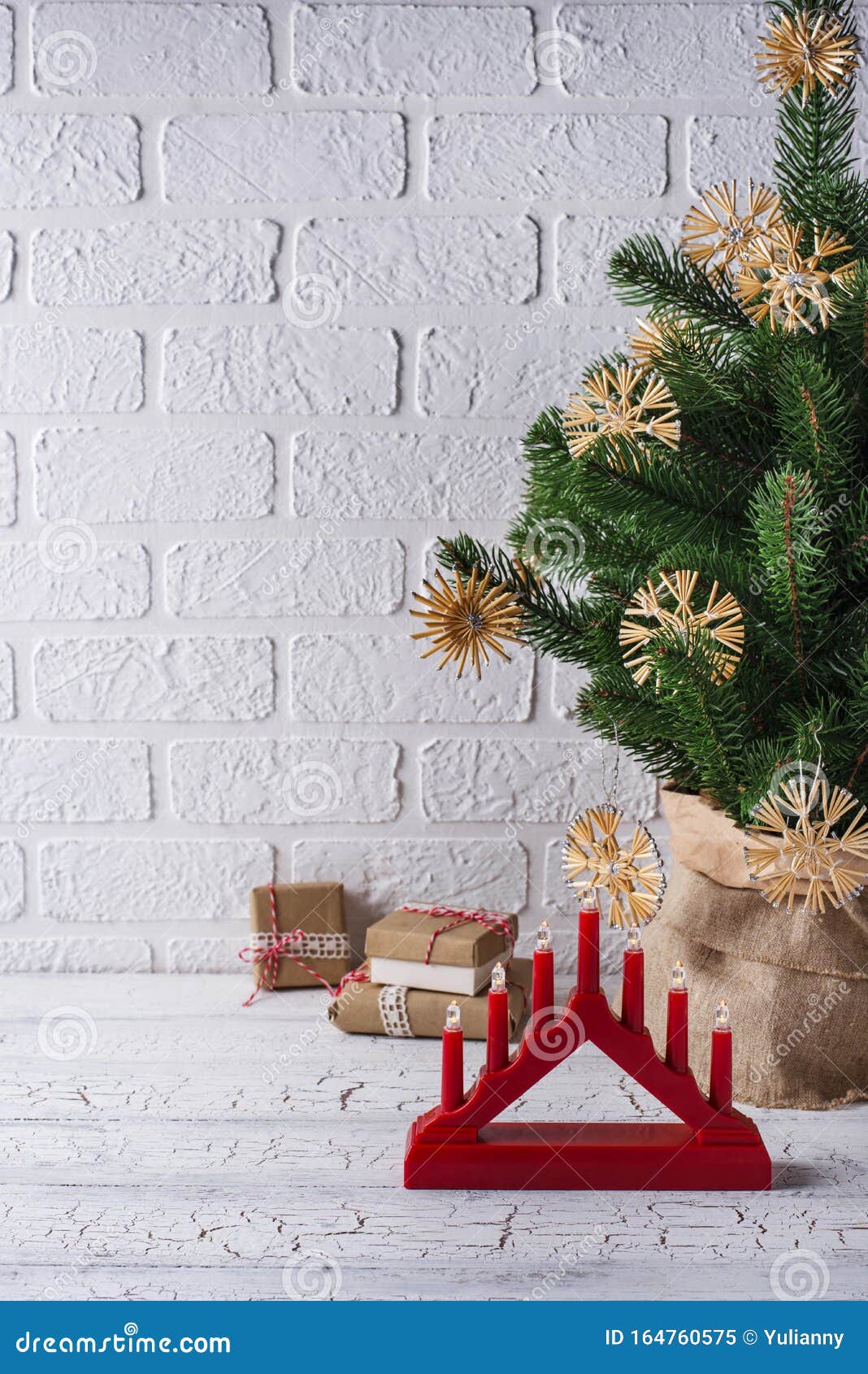 Traditional Swedish Candlestick with Seven Candles Stock Image Image