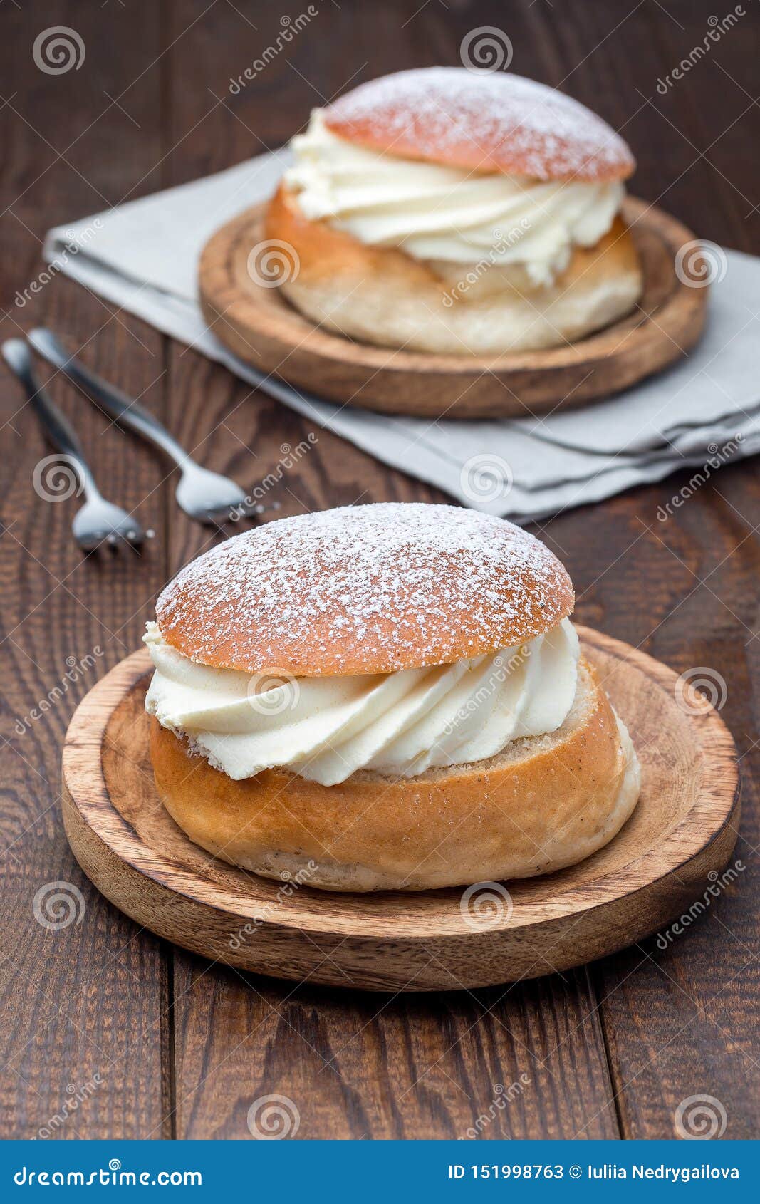 Traditional Swedish Dessert Semla, Also Called Shrove Bun, with Almond ...
