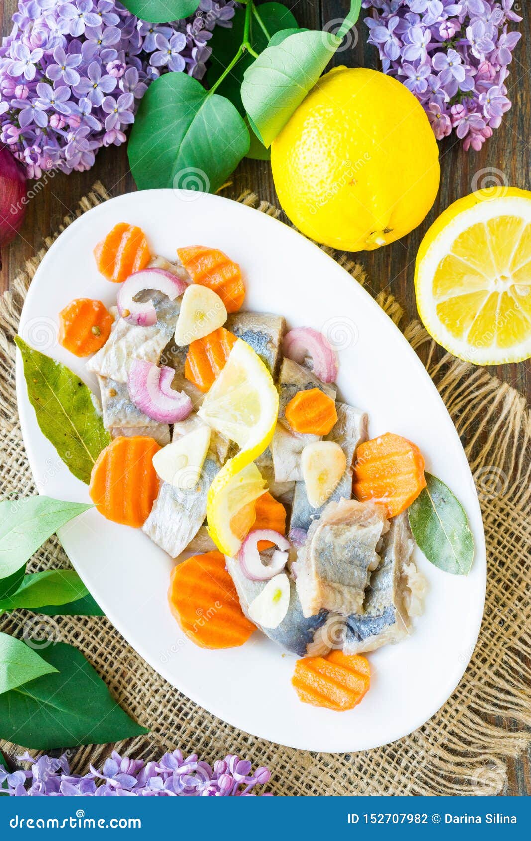 Traditional Swedish Pickled Herring with Onions and Carrots Stock Photo ...