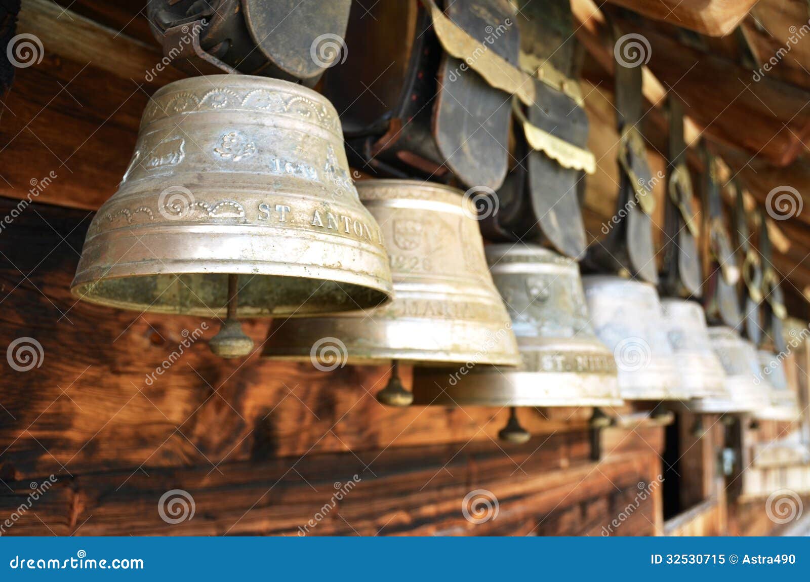 Traditional Swiss cowbells stock image. Image of flower 32530715
