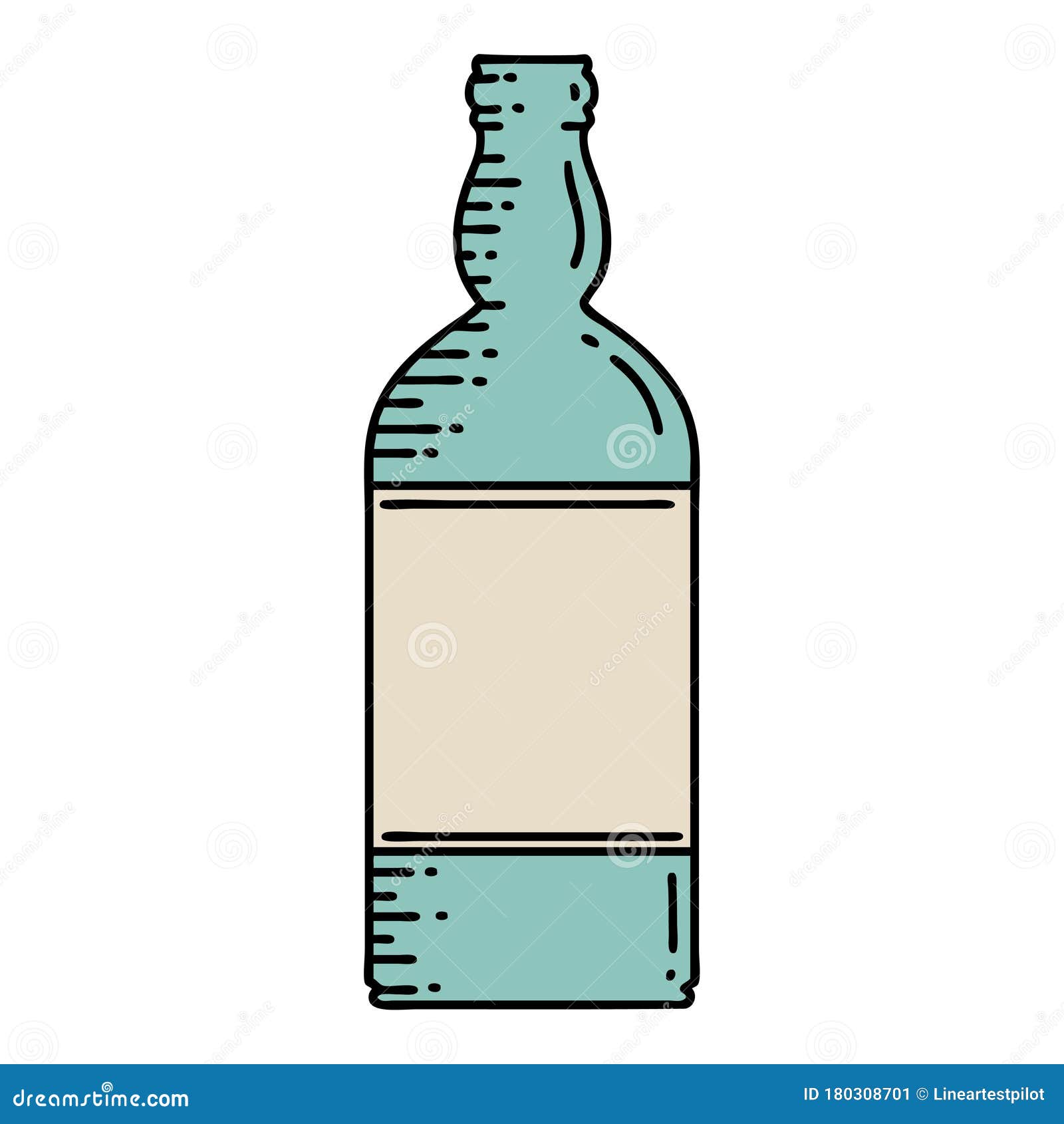 Traditional Tattoo of a Bottle Stock Vector - Illustration of alcohol,  tattoos: 180308701