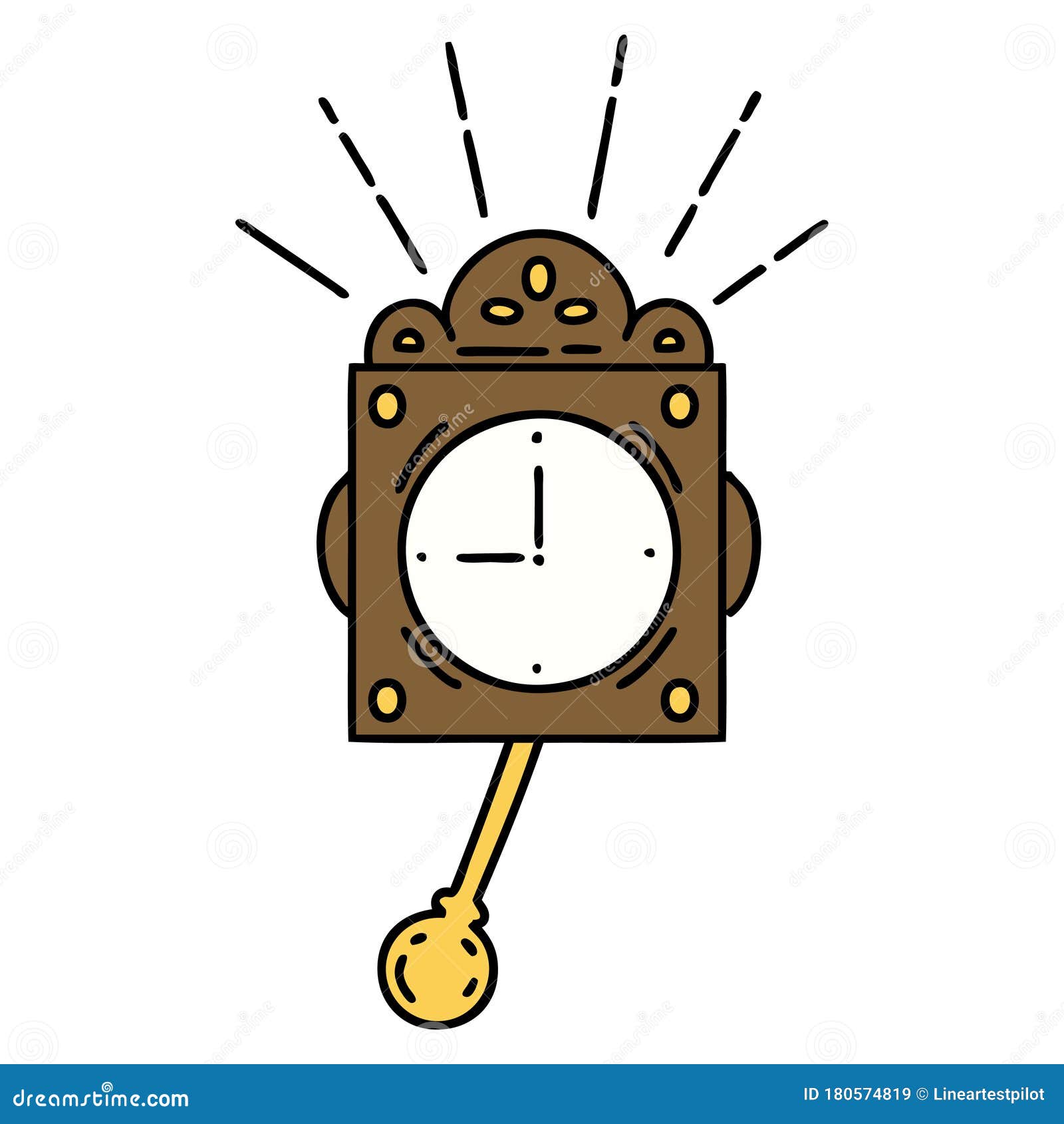 Traditional Tattoo Style Ticking Clock Stock Vector Illustration of