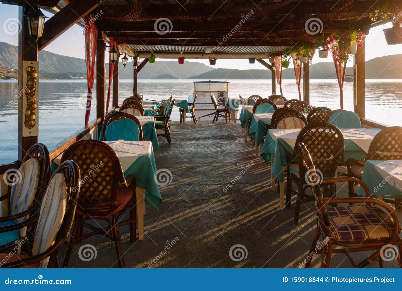 Traditional Tavern on the Water in Elounda Stock Photo - Image of