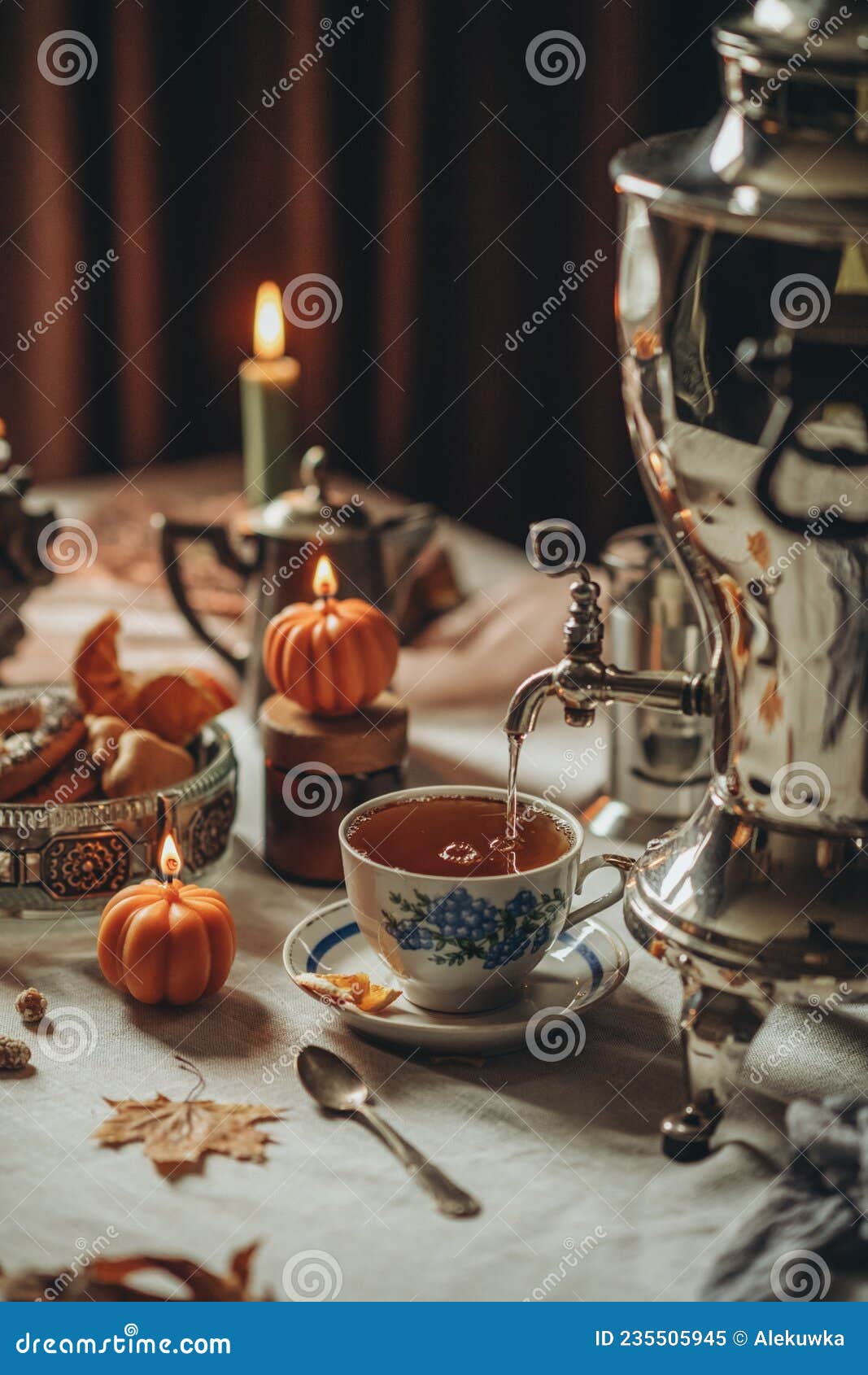 Traditional Tea Drinking. Table Setting for Tea Drinking. Tea with