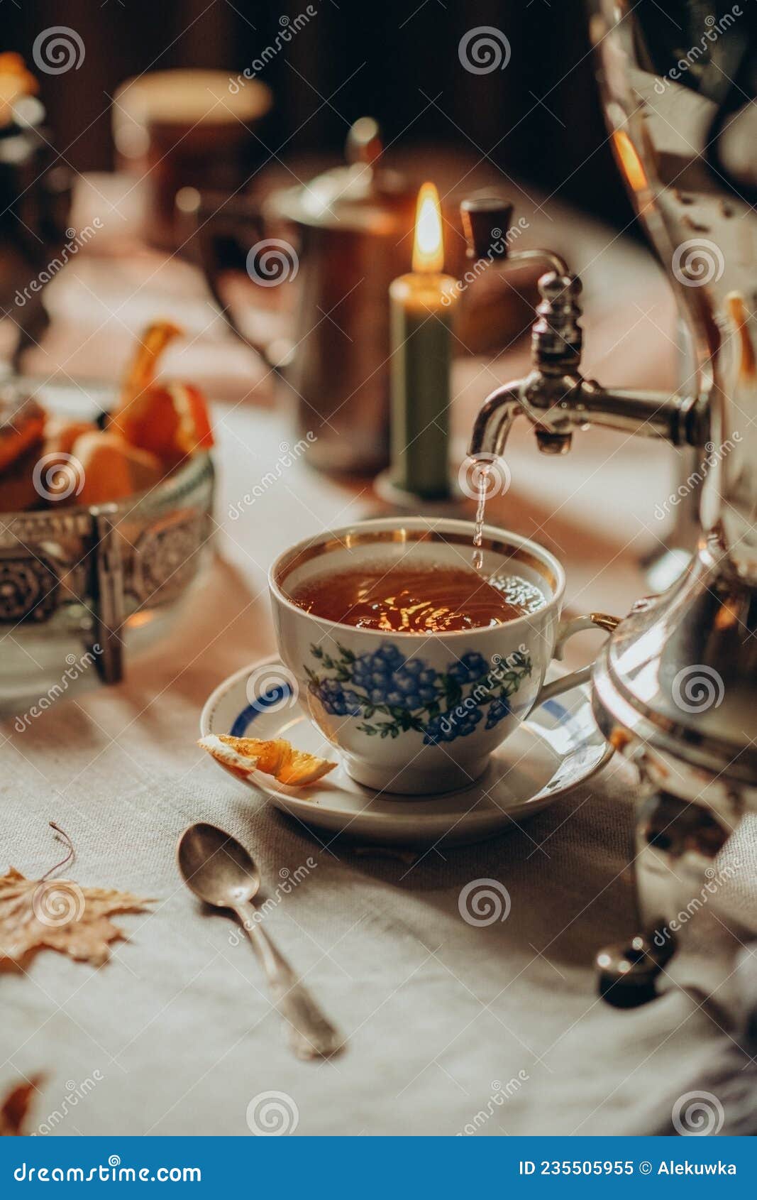 Traditional Tea Drinking. Table Setting for Tea Drinking. Tea with