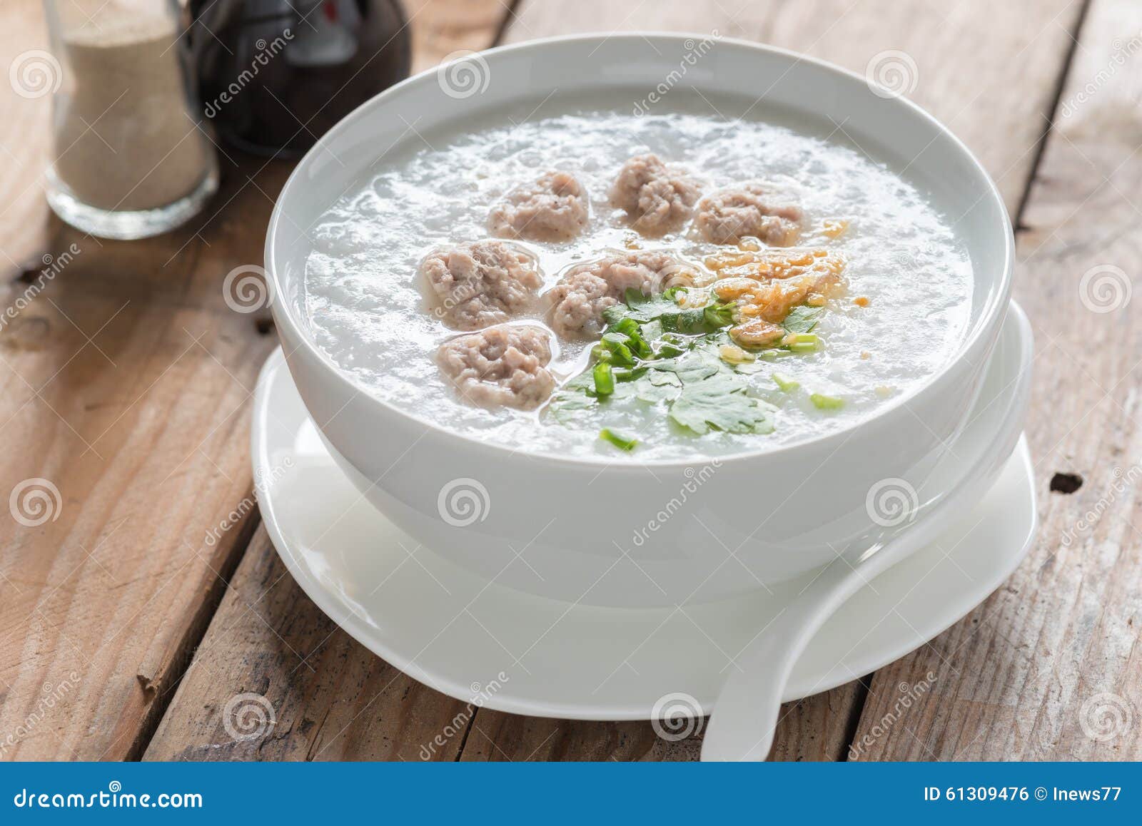 Traditional Thai Congee with Minced Pork. Stock Photo Image of