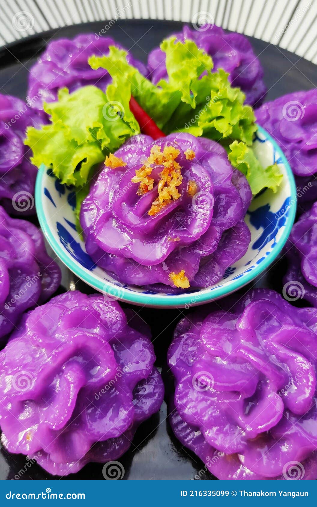 Traditional Thai Dessert Chor Muang or Stuffed Flowers Shaped Dumplings ...
