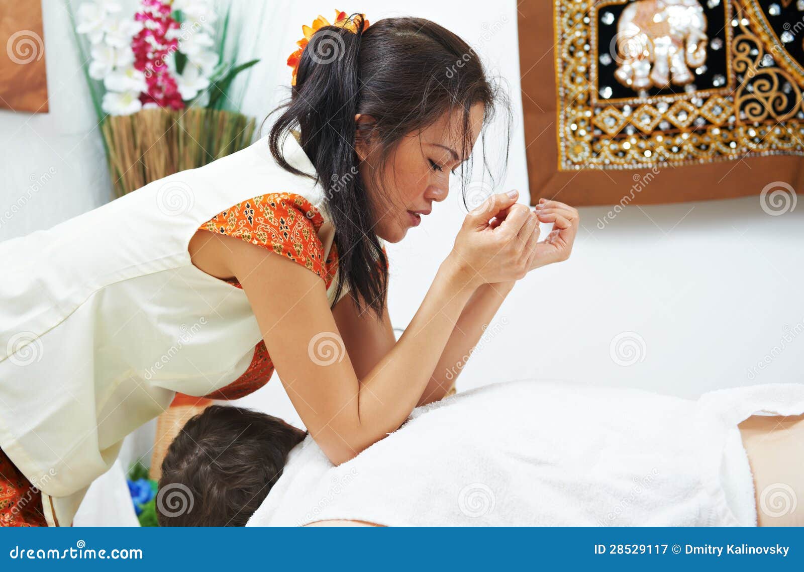 Traditional Thai Massage Health Care Back Kneading Stock Image Image