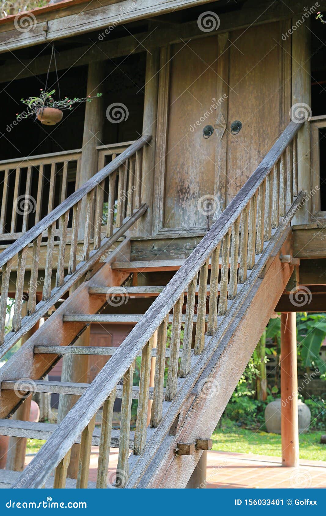 Traditional Thai Teak Wood House Stock Image Image of lifestyle
