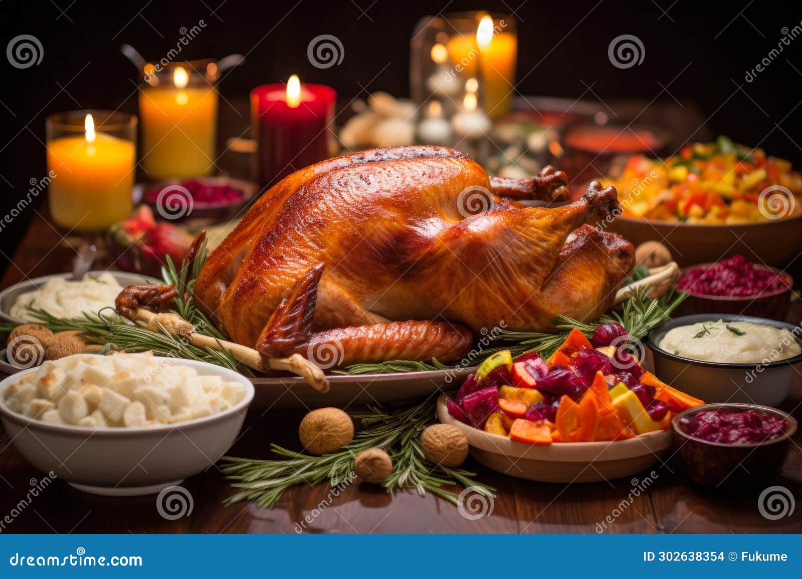 Traditional Thanksgiving Dinner Spread. Stock Photo - Image of gourmet ...