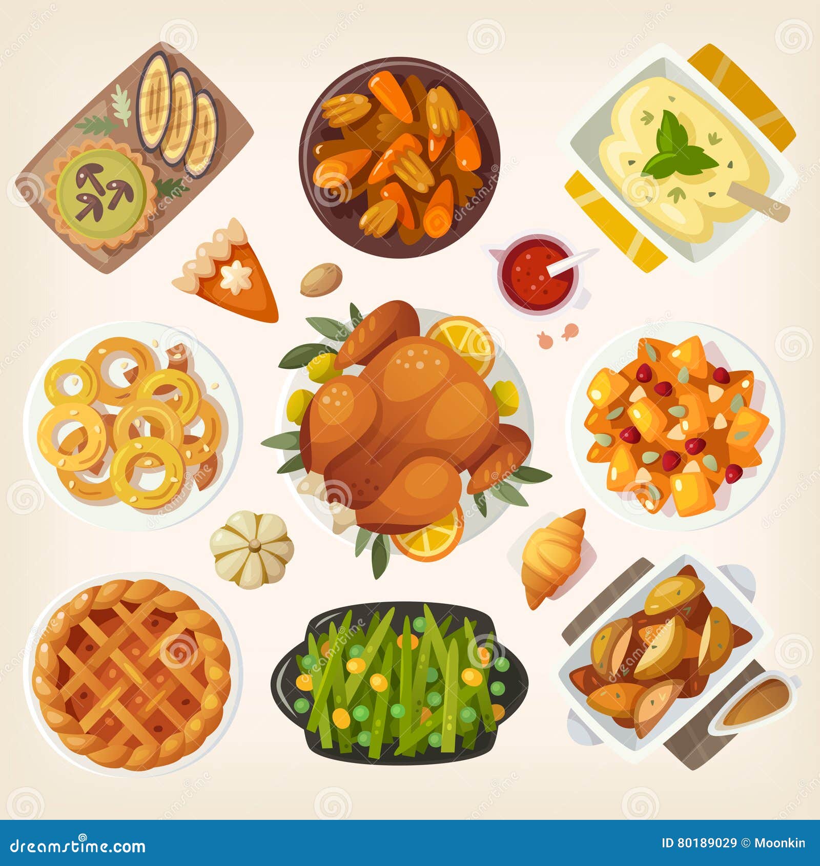 Traditional Thanksgiving Dinner Stock Vector - Illustration of dish ...