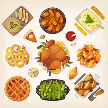 Traditional Thanksgiving Dinner Stock Vector - Illustration of dish ...