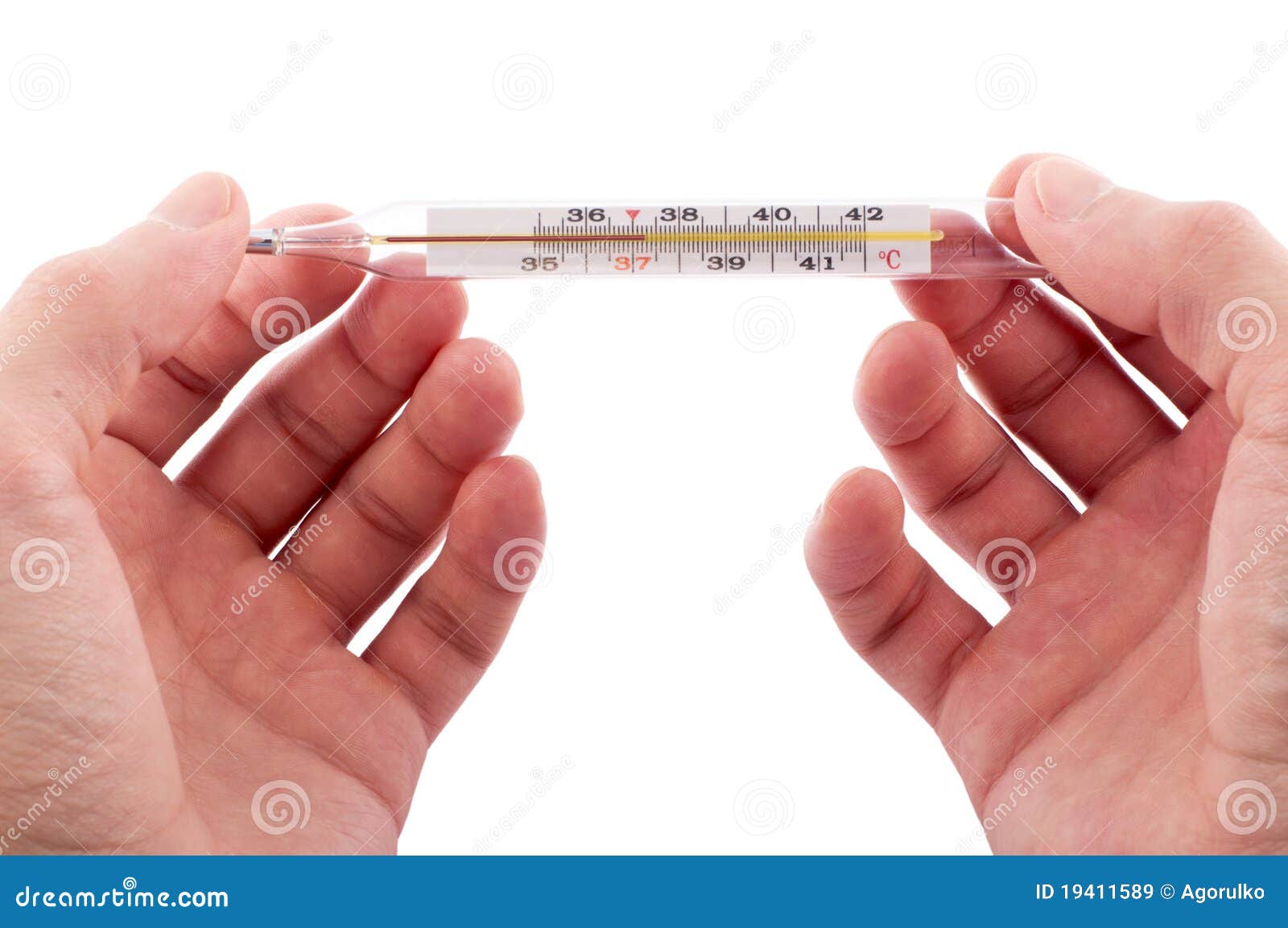 Traditional Thermometer in Two Hands Stock Image Image of background, isolated 19411589