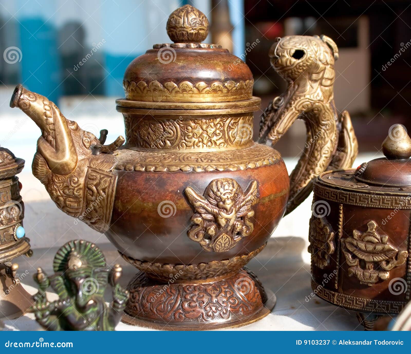 Traditional Tibetan Teapot and Sugar Box, Stock Image Image of glass