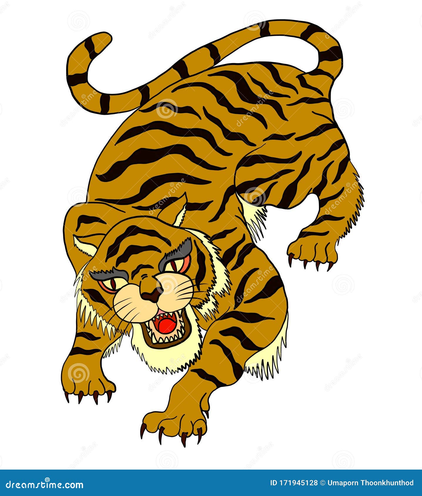 Tiger Tattoo Beautiful Color Japanese On Stock Vector Royalty Free  2102617342  Shutterstock