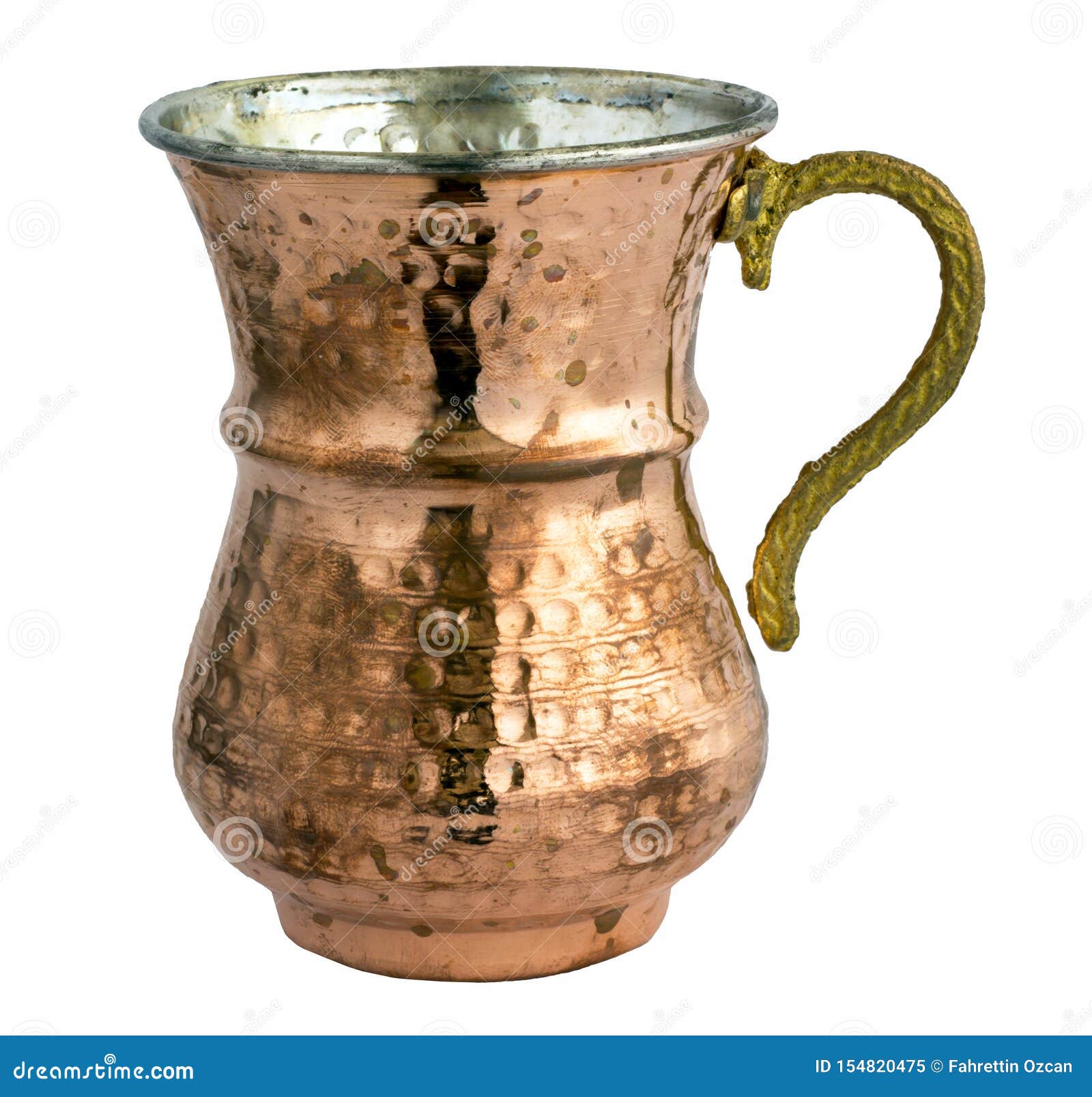 Traditional Turkish Ayran Drink in a Copper Metal Cup Stock Image