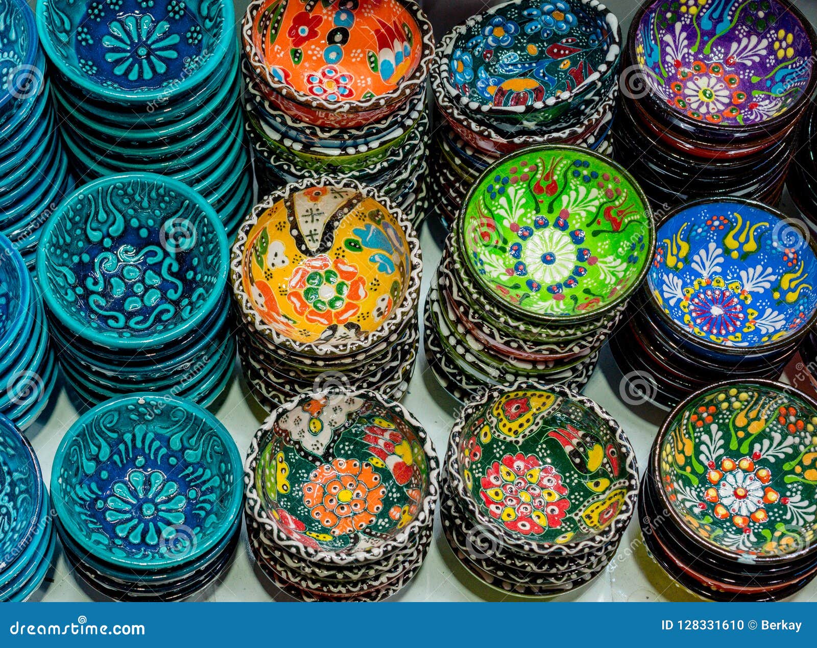 Traditional Turkish Ceramic Plates Stock Photo - Image of porcelain