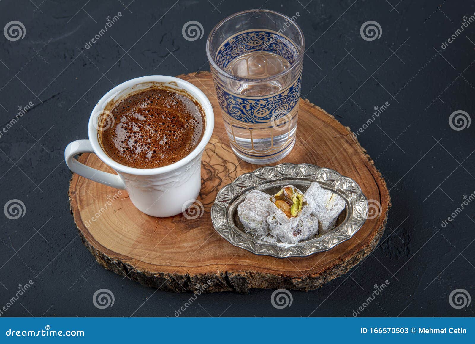 Traditional Turkish Coffee Drink Concept. Traditional Turkish Coffee in the Cup with Turkish