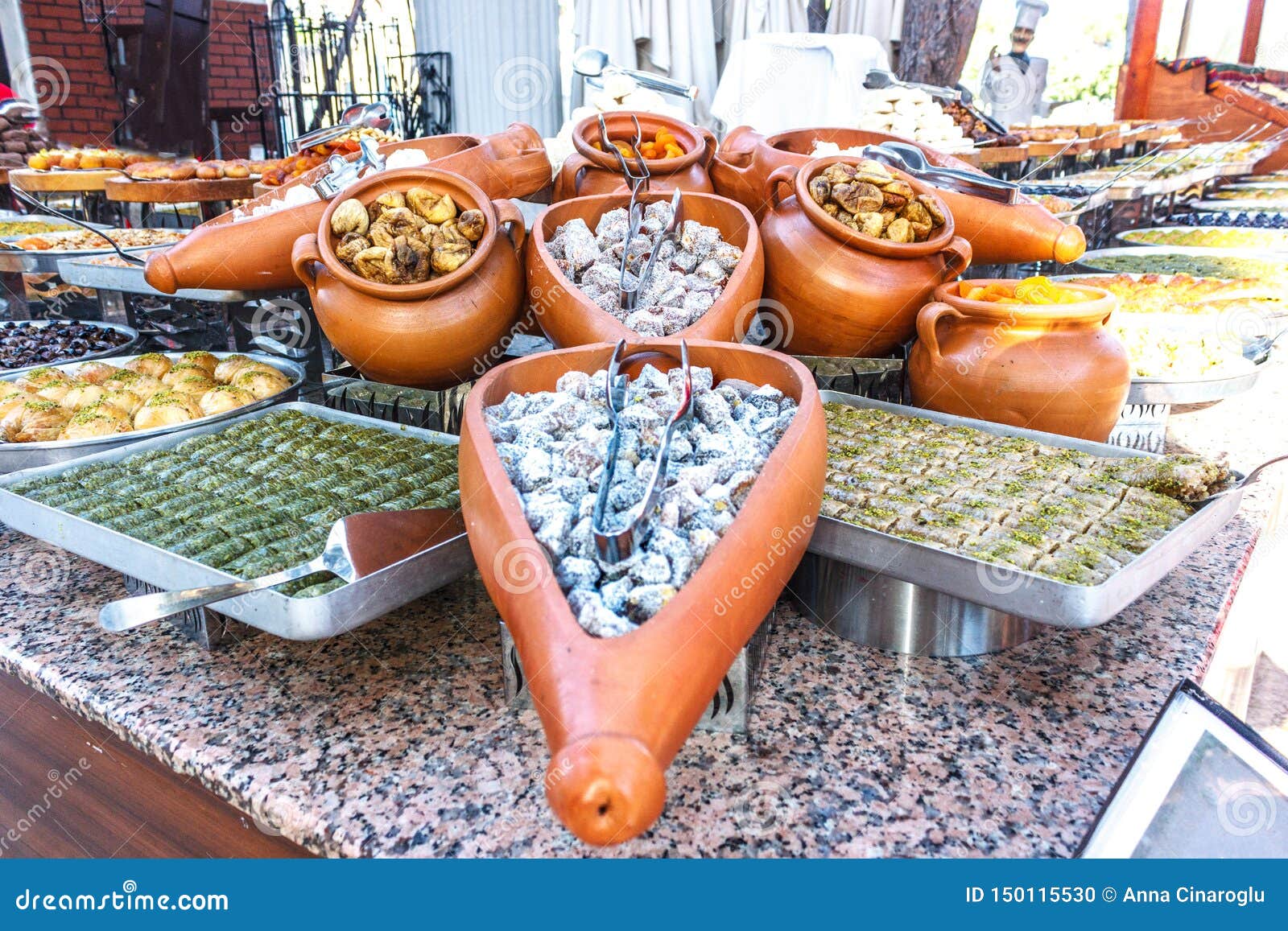Traditional Turkish Delight in an Open Buffet in a Hotel in Turkey