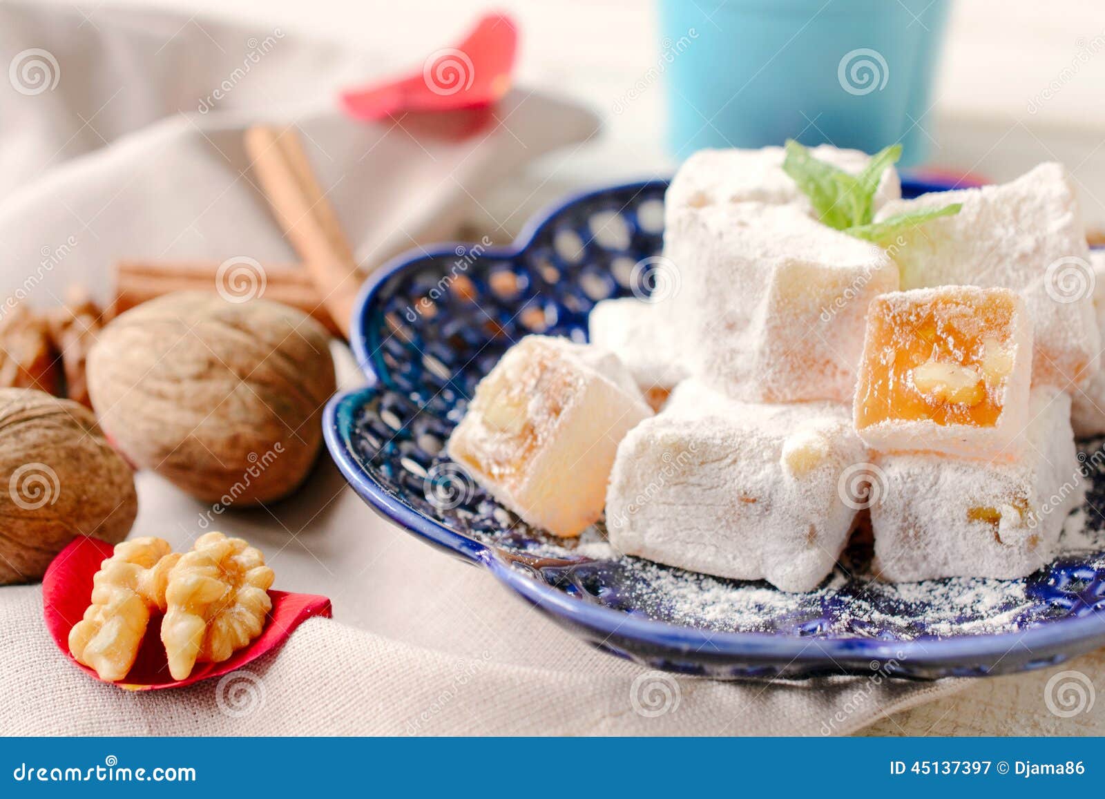 Traditional Turkish Delight with Walnuts Stock Image Image of flavor