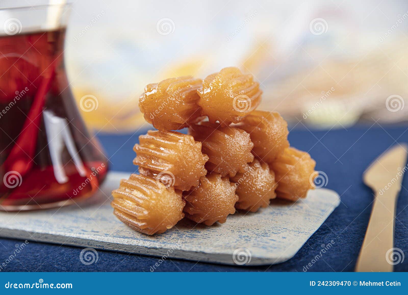 Traditional Turkish Dessert Tulumba, Tulumba Tatlisi in a Plate Served ...