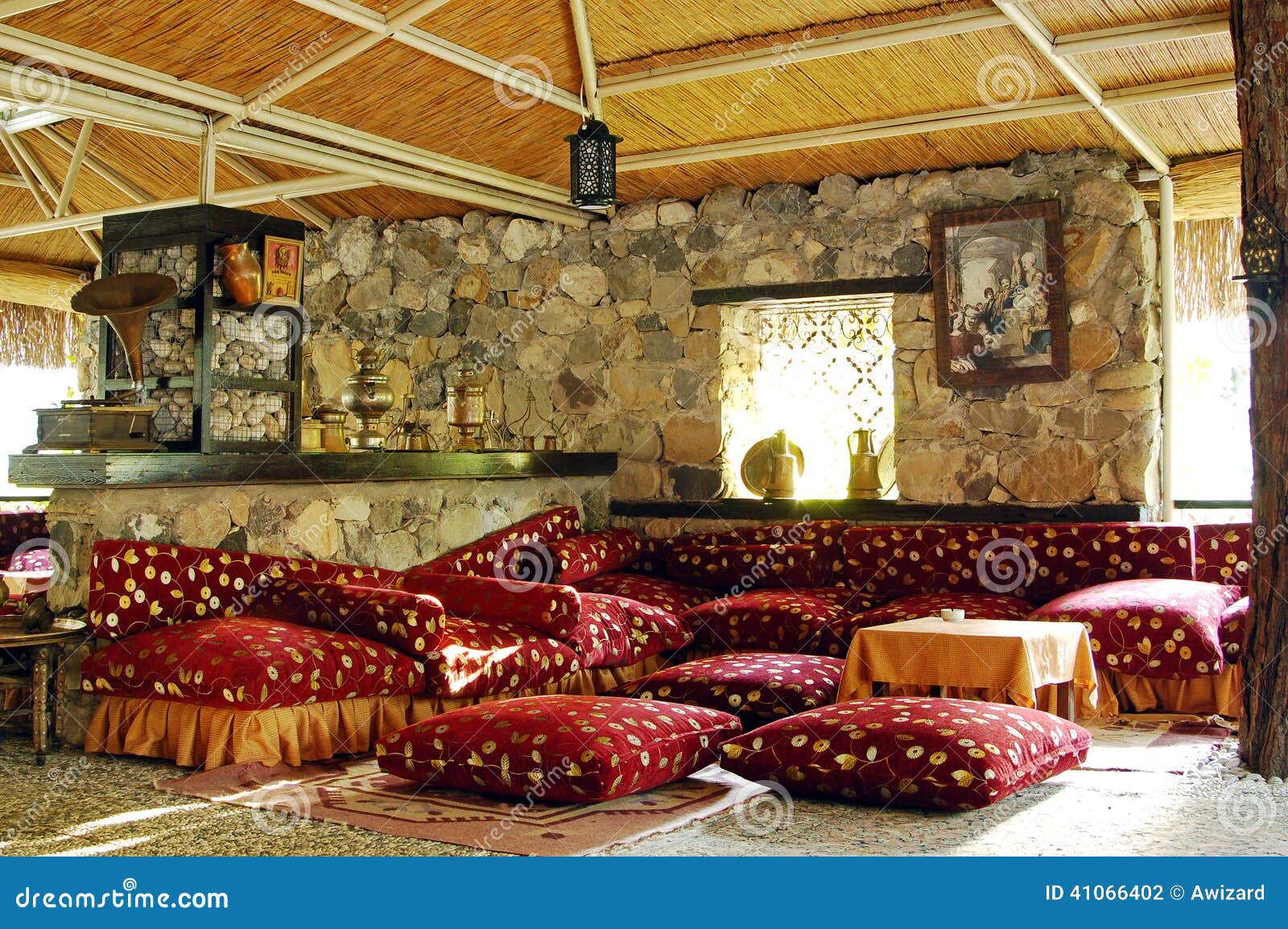 Traditional Turkish Restaurant Interior Stock Photo