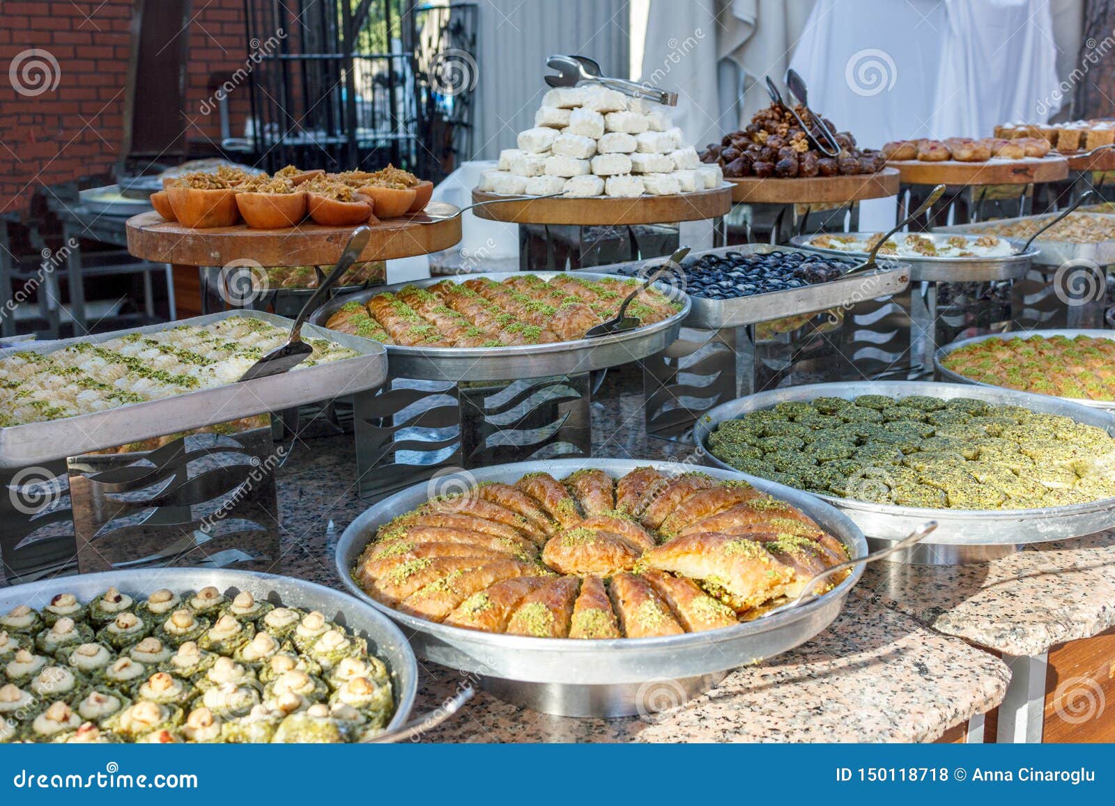 Traditional Turkish Sweets in the Open Buffet in a Hotel in Turkey