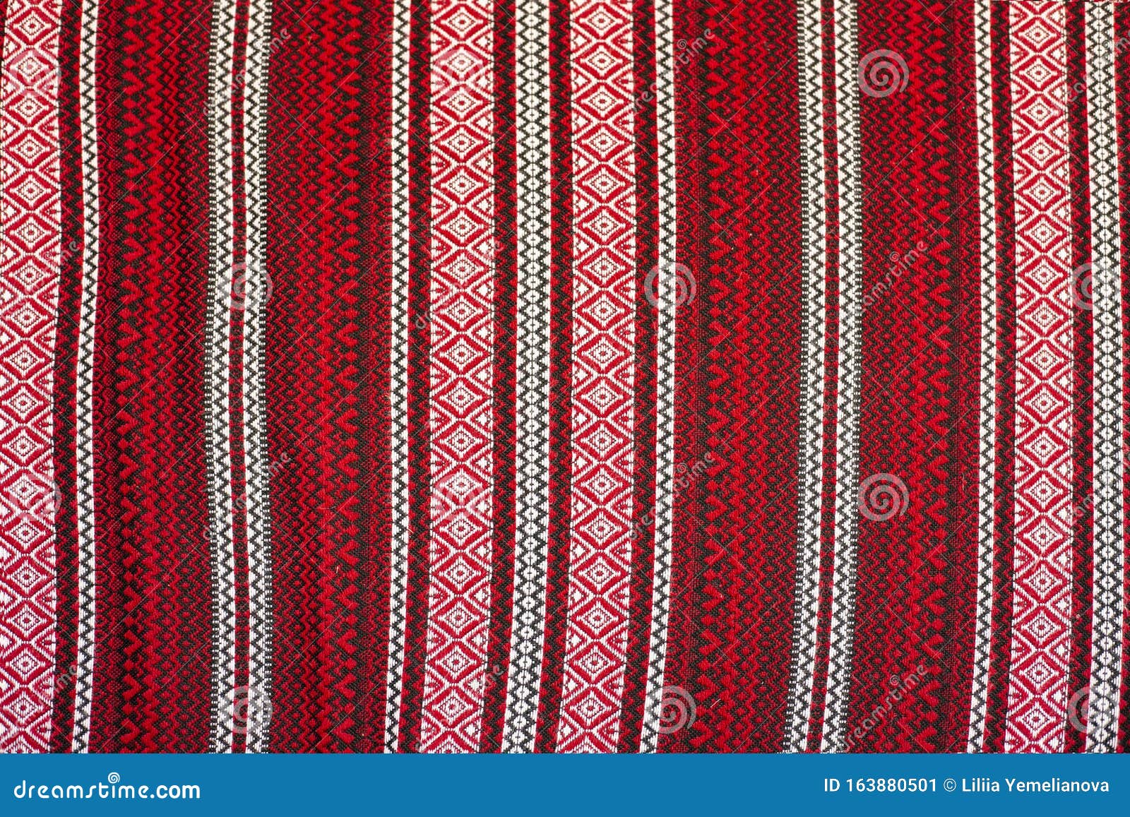 Traditional Ukrainian Embroidery Pattern in Black Red and White Colors