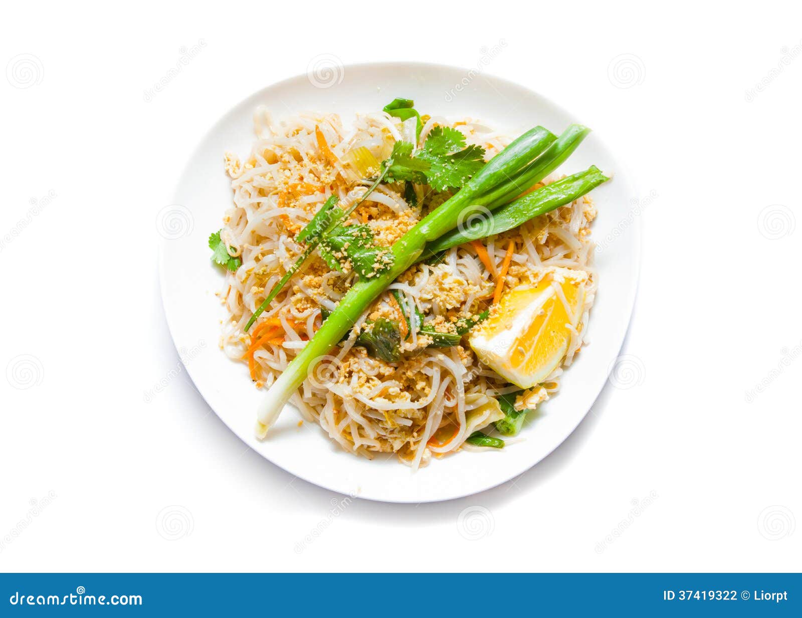 Traditional Vegetarian Pad Thai Dish, on White Stock Photo Image of