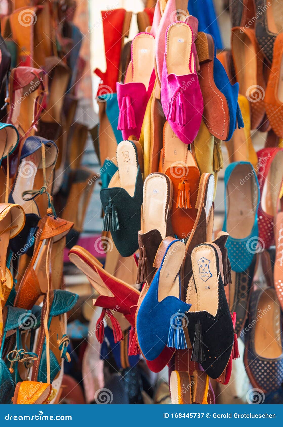 Traditional Vibrant Moroccan Slippers - `babouches` on the Market in ...