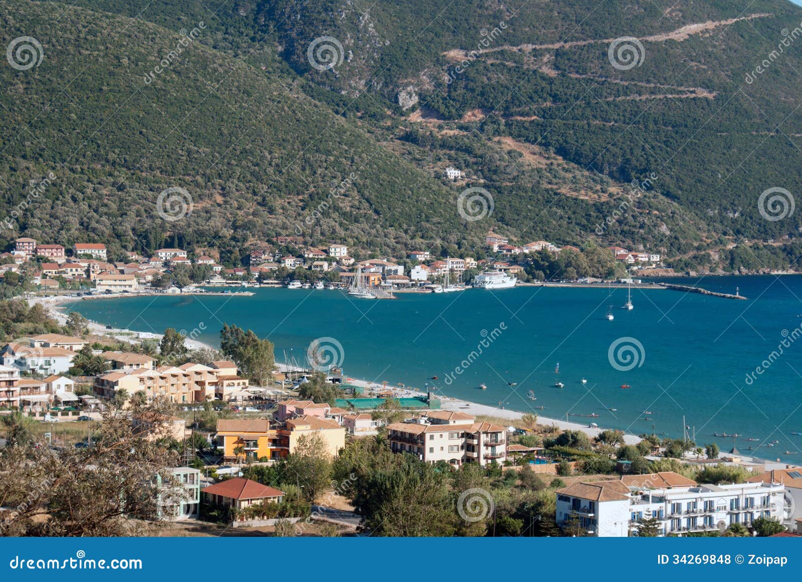 Traditional Village Basiliki on Lefkas Island Stock Photo - Image of ...