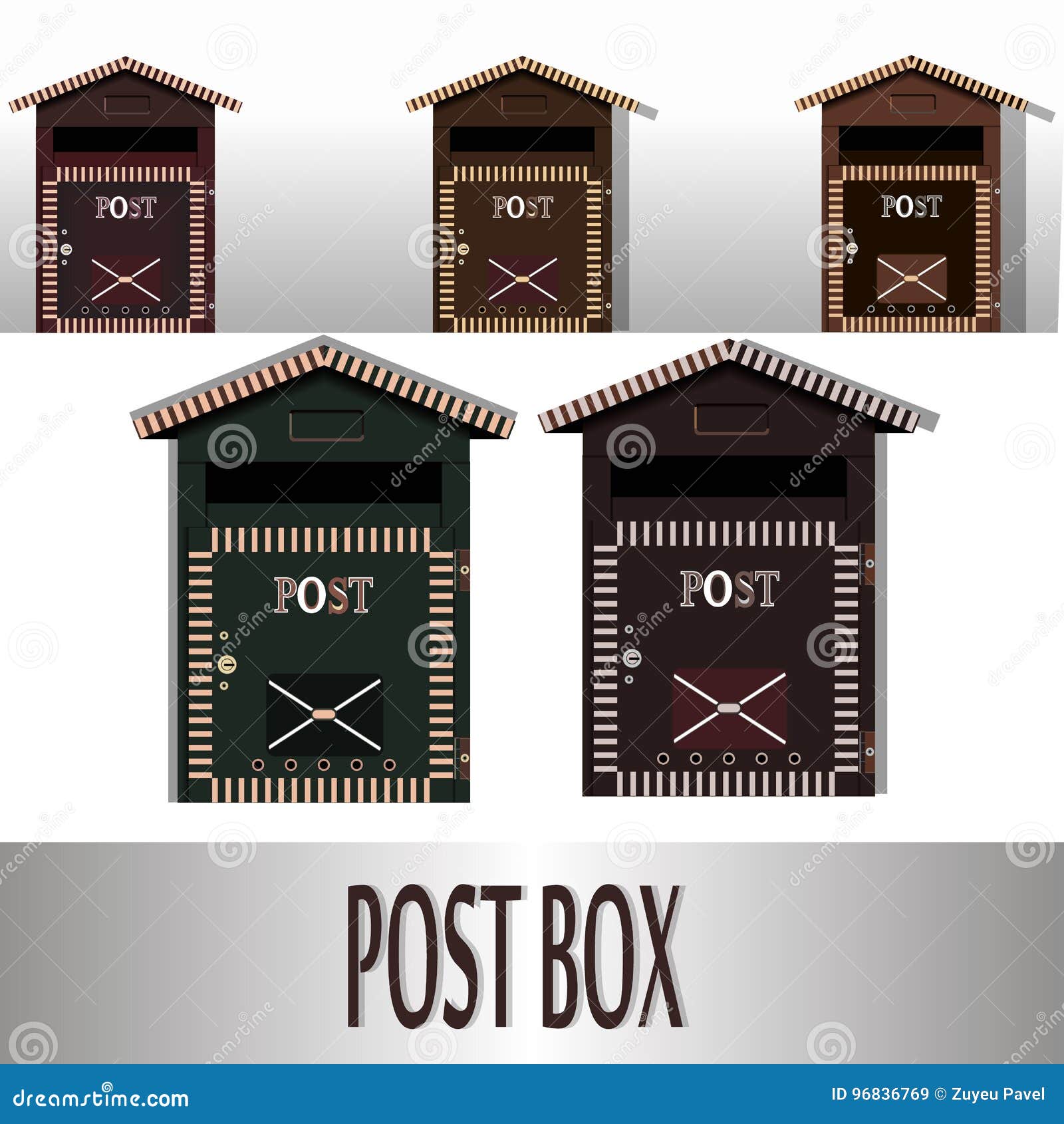 Traditional Wall Mounted Metal Mailbox. Classic Postal Box for Mail and Correspondence. Stock