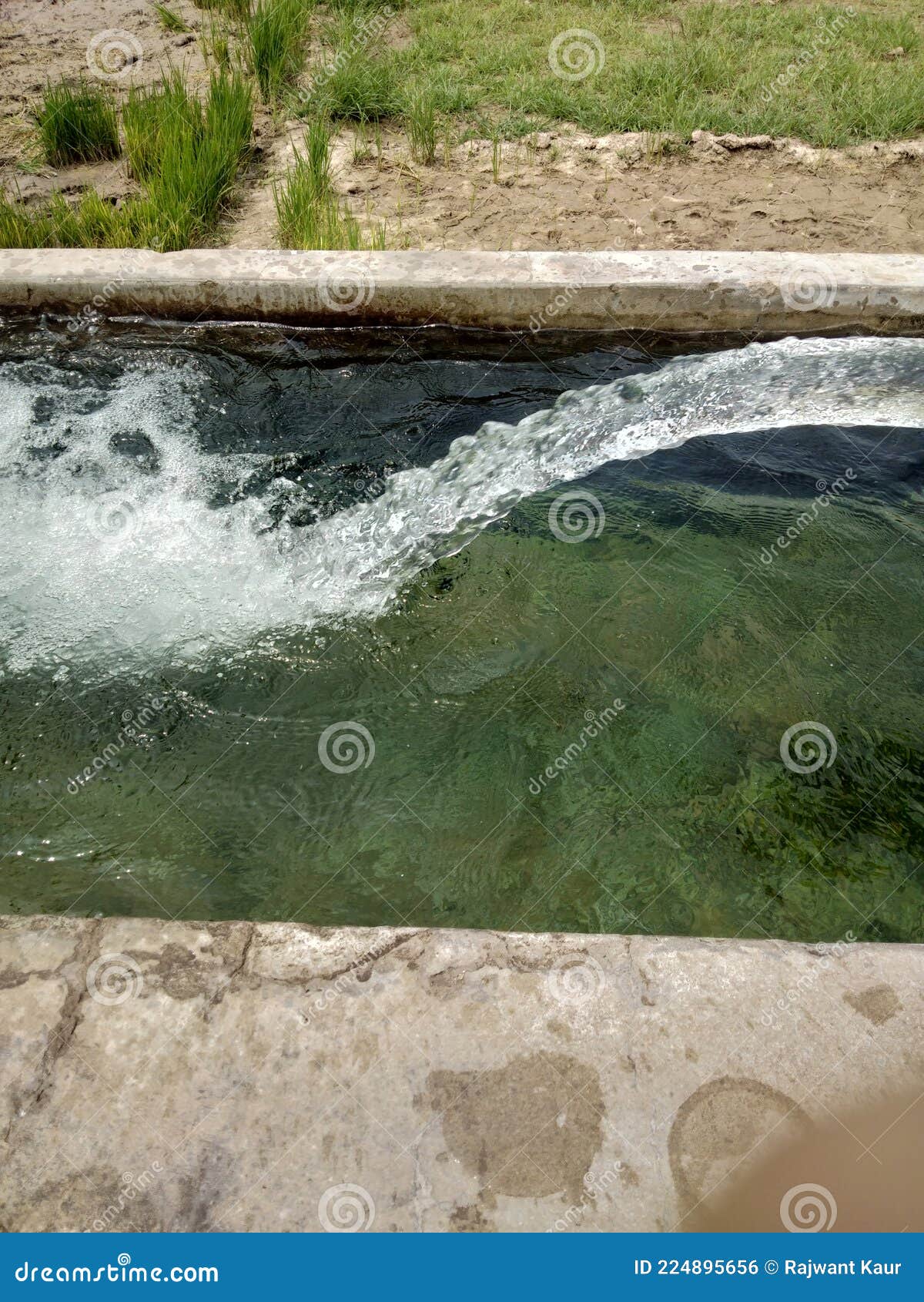 Traditional Water Method. Water Irrigation with Tubewell Stock Photo