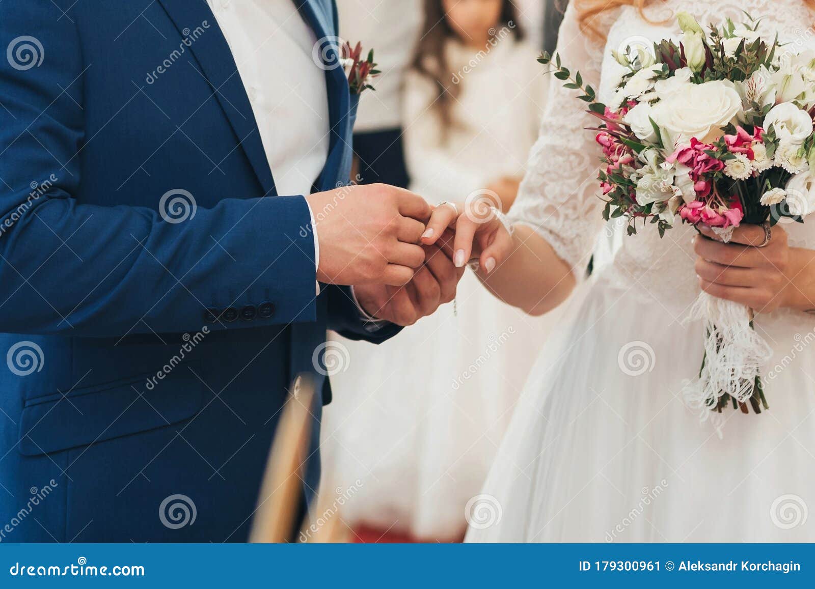 Traditional Wedding Ceremony of Exchange of Gold Rings between the ...