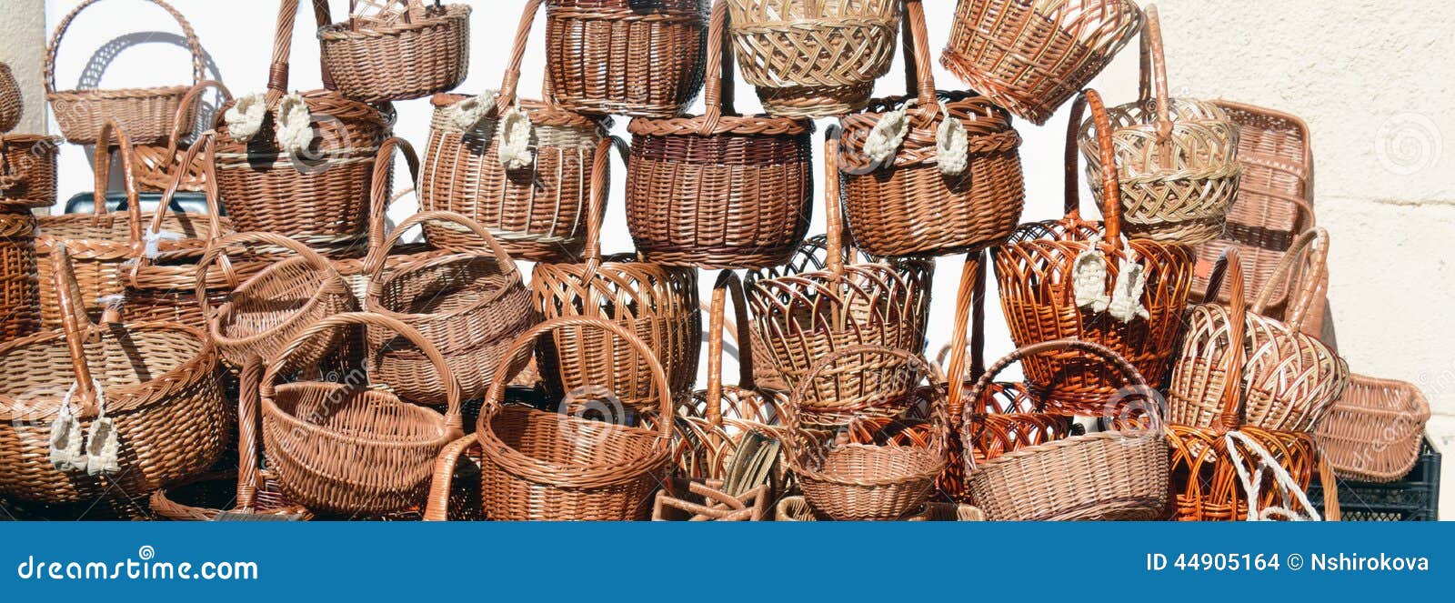 Traditional Wicker Baskets for Sale Stock Photo Image of sell