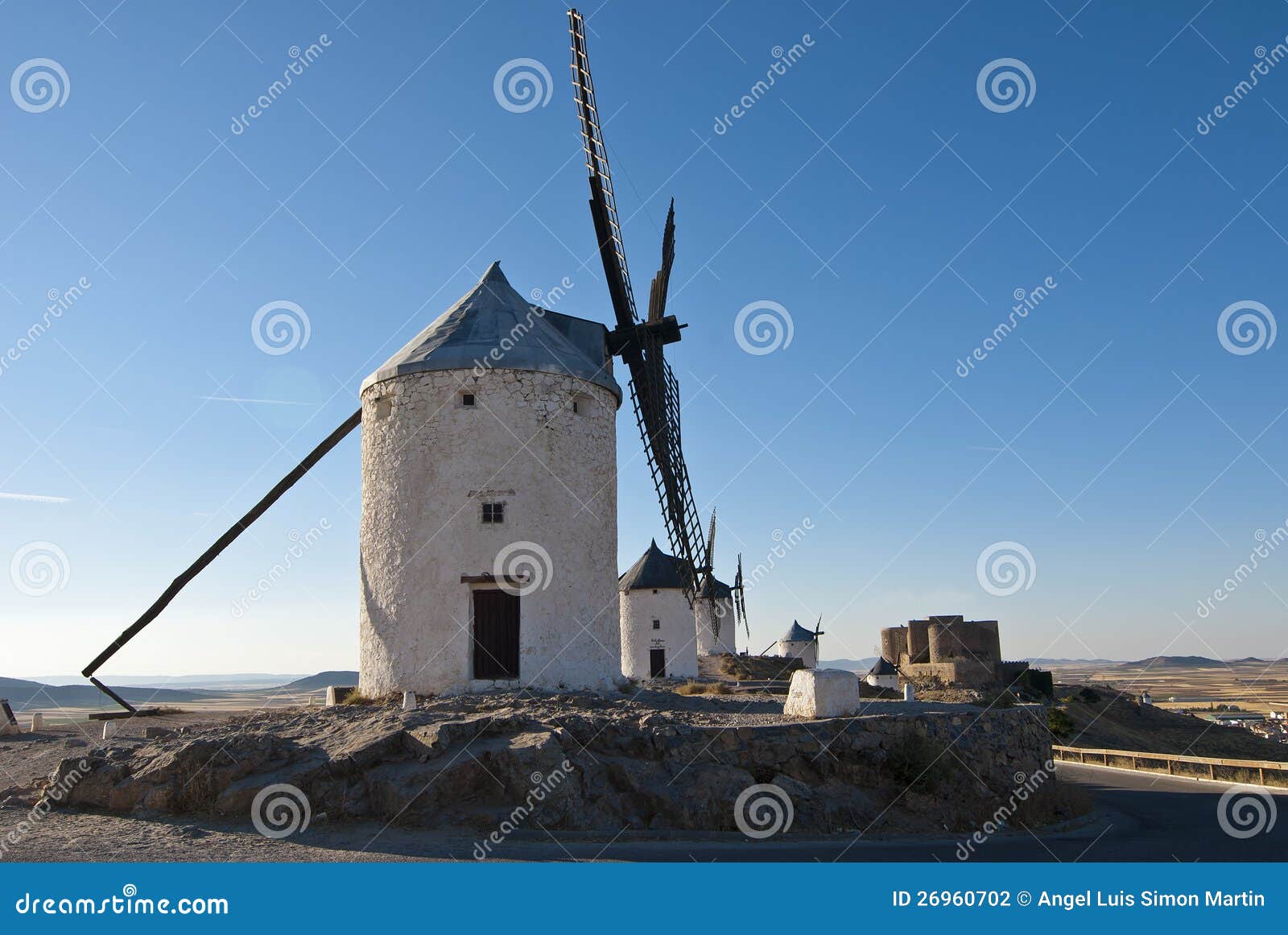 Traditional Windmills in Spain Stock Photo Image of symbol, quijote