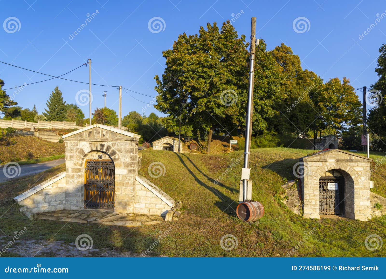 Traditional Wine Cellars in Tolcsva, Great Plain, North Hungary Stock