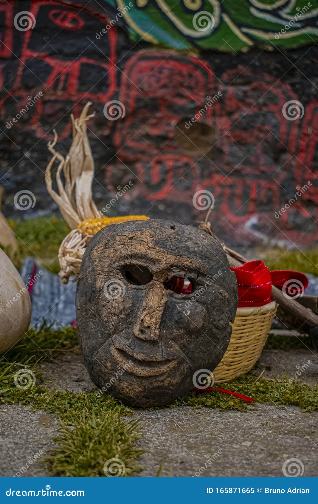 traditional wooden mask, mayan dance