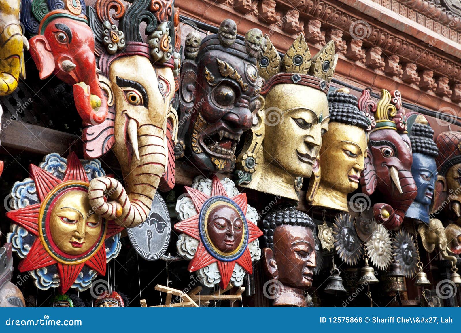 traditional wooden masks, kathmandu, nepal