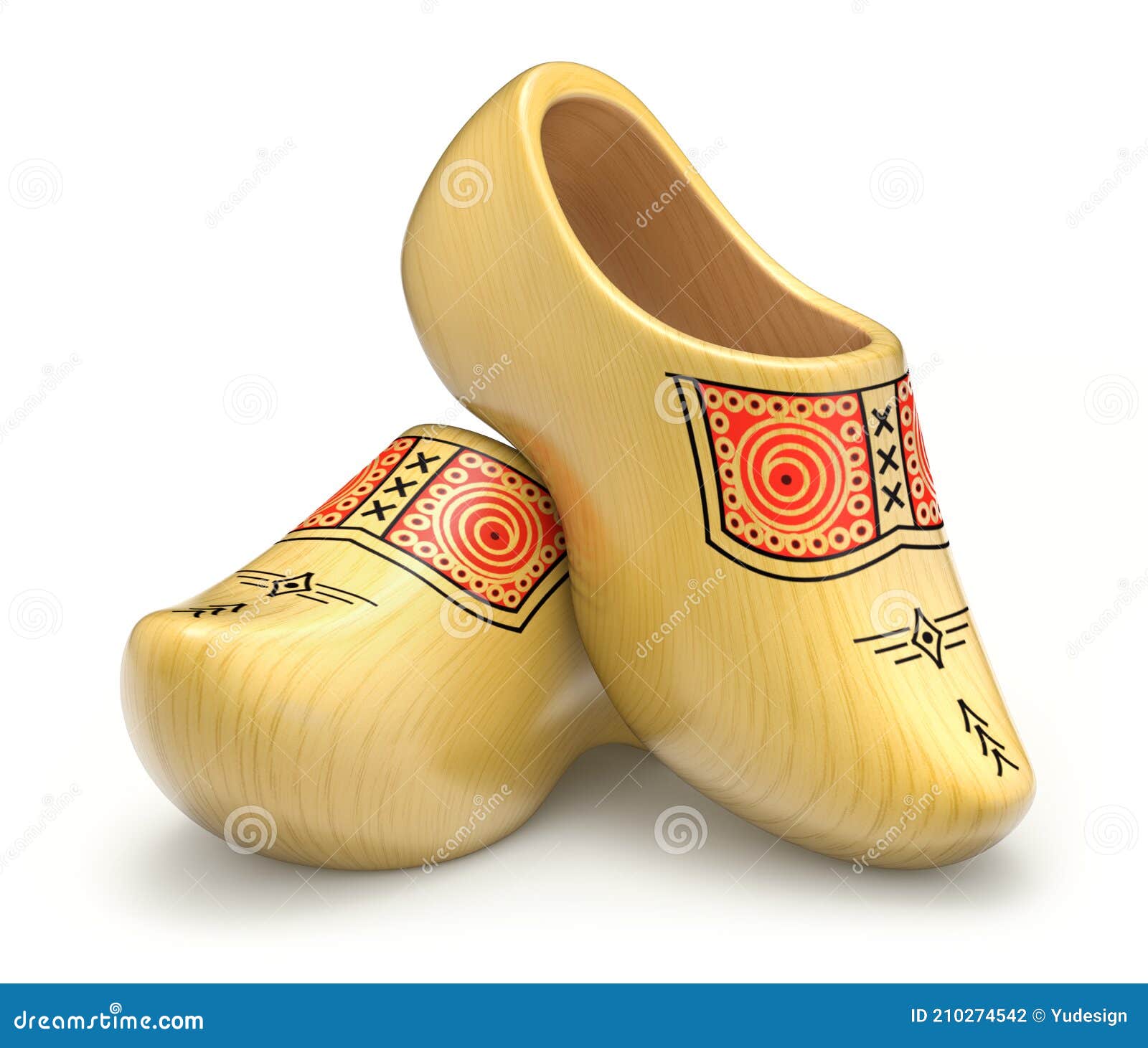 Traditional Yellow Dutch Wooden Shoes Stock Illustration - Illustration of  yellow, klompen: 210274542