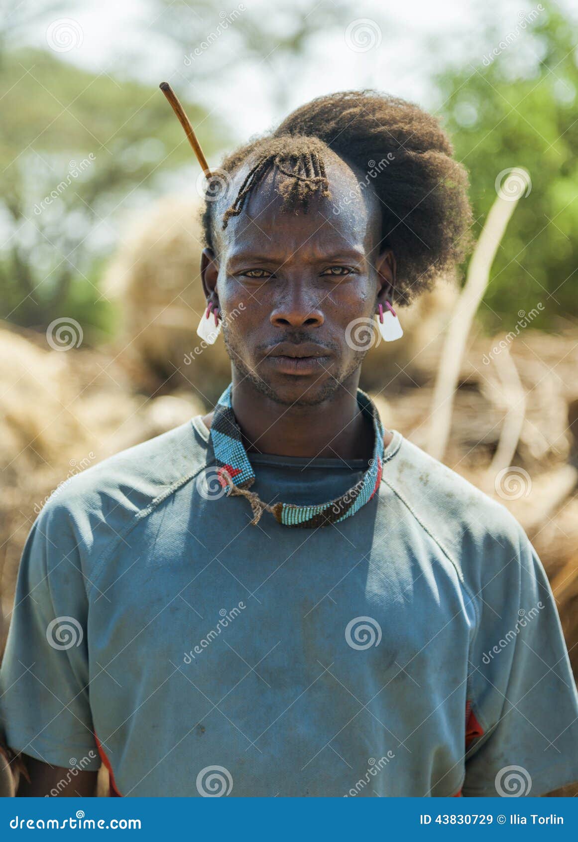 Traditionally Dressed Man From Tsemay Tribe. Omo Valley 
