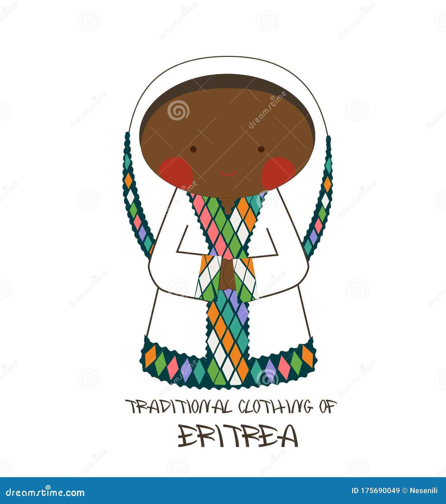Sportschool kast trek de wol over de ogen Traditionele Kleding Van Afrika Eritrea Stock Illustratie - Illustration of  karakter, doekje: 175690049
